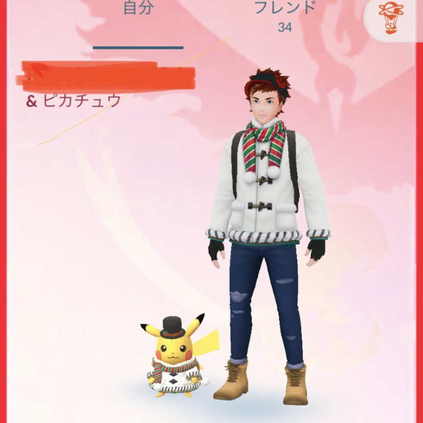 オレンジ ポケモントレーナー 友人が相棒とのペアルックをやってたのでオレンジもクリスマスピカチュウと相棒 でもまだ肩に乗ってくれない これは仲良し度を上げなければ そんなツンデレ代表のクリスマスピカチュウでした ポケモン