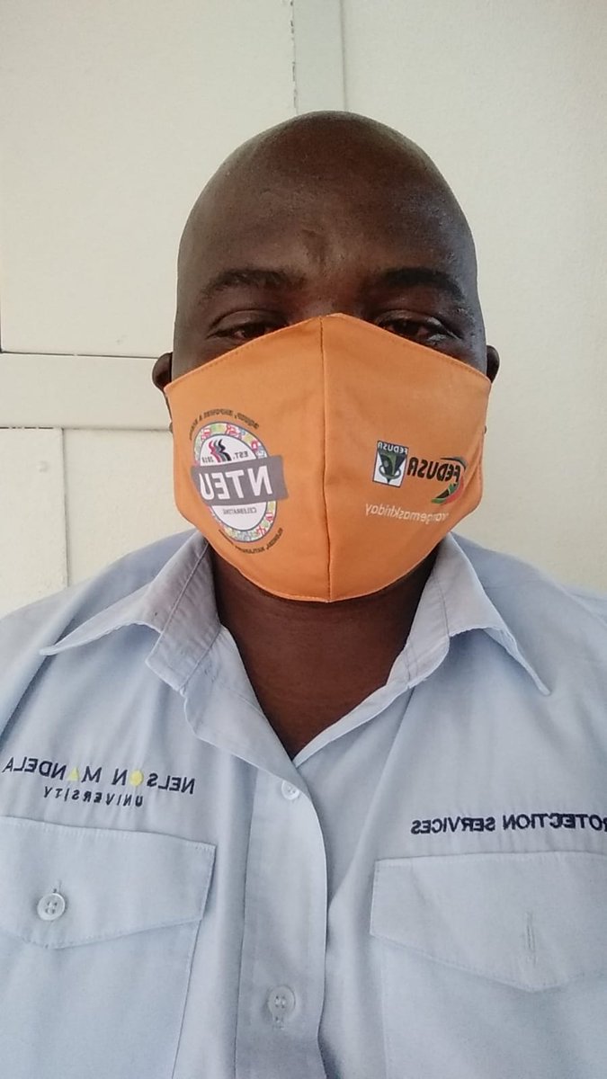 jaxfnel's tweet photo. Protection Services NTEU members at @MandelaUni say NO TO CORRUPTION!
#orangemaskfriday
#Corruption
#StopCorruption
#StateCapture
#nostaffleftbehind https://t.co/Jz68JSiAgx