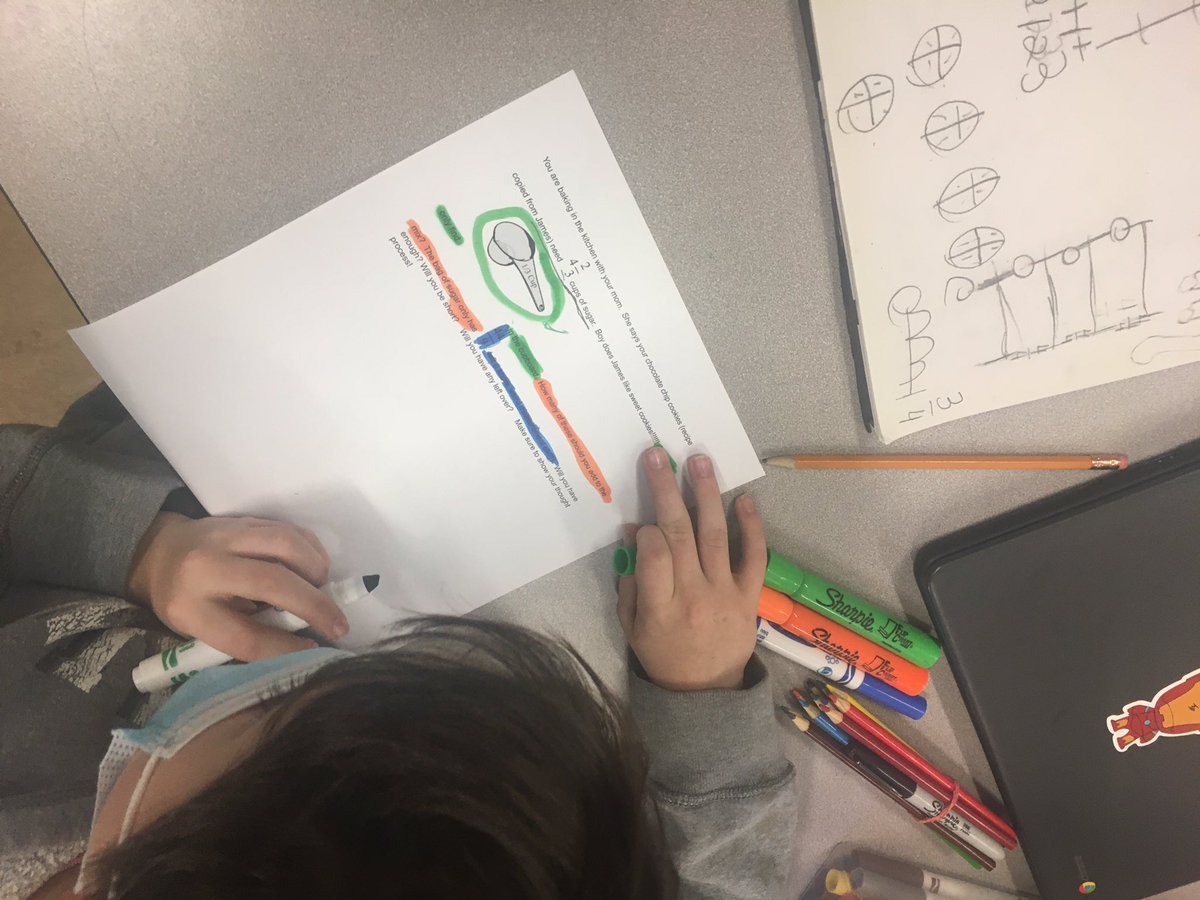 The8Techdudes's tweet photo. Crushing multi step math problems. Reader pen to make meaning, colour to find all those steps. We got this! https://t.co/L4xVTUg8KY