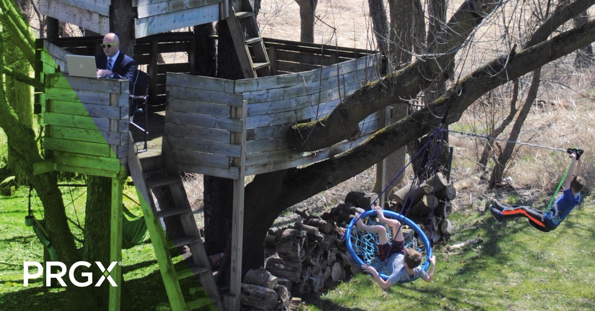 PRGXglobal's tweet photo. John B. jokes that he was "banned from working indoors" and set up shop in a treehouse with his two "interns." Despite working outdoors, he is always ready for a video call. #SeeWhatYouveBeenMissing #SWYBM https://t.co/IElt0k5jKo