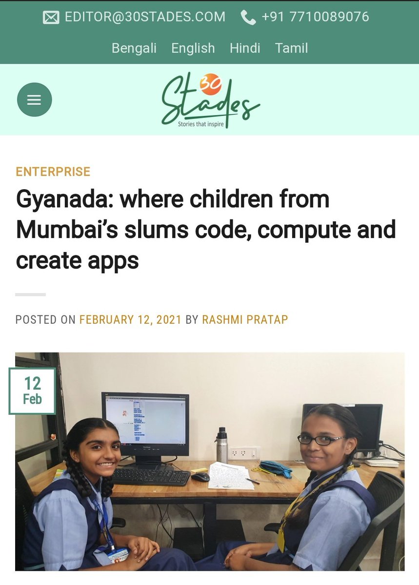 Gyanada_Fdn's tweet photo. We're delighted to share with all of you, that 30Stades published an article about our flagship program - Binary Story! It talks about the journey of the program and the achievements of our exceptional students. 

Read the article on: https://t.co/iRlhFdmfoc

Share our story!✨ https://t.co/rN0MOx5jCs