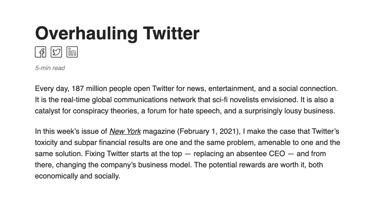11/ Overhauling Twitter by  @profgalloway