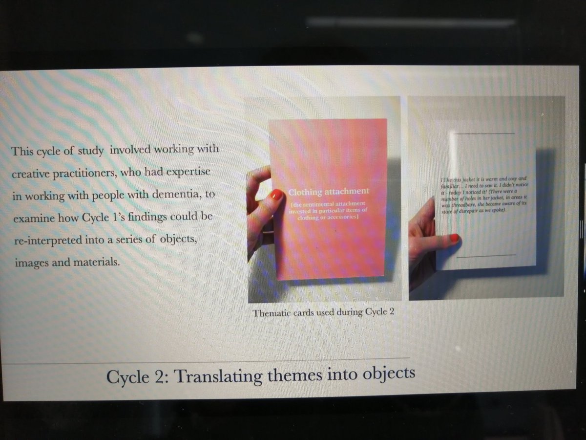 dawn_woolley's tweet photo. Rebecca Fleetwood-Smith continues the Extension Panel talking about Clothing, Expression and Dementia #CurativeThings https://t.co/r9DjC3q6Wk
