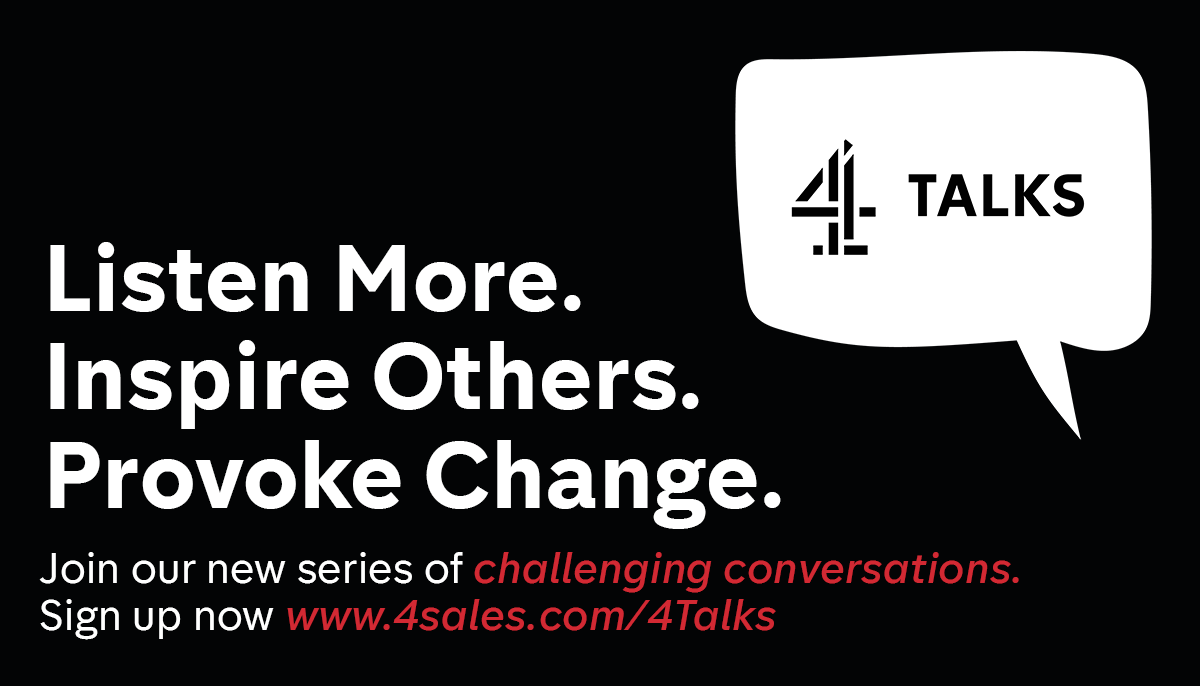 Channel4_Sales's tweet photo. At @Channel4 we welcome debate which challenges the status quo.
Presented by @4SalesUK, #4Talks is the thought leadership platform that aims to explore and discuss challenging and thought-provoking subjects across ad-land.
View sessions and register: https://t.co/4p3gC3s7Ou https://t.co/imDJkzU1B6