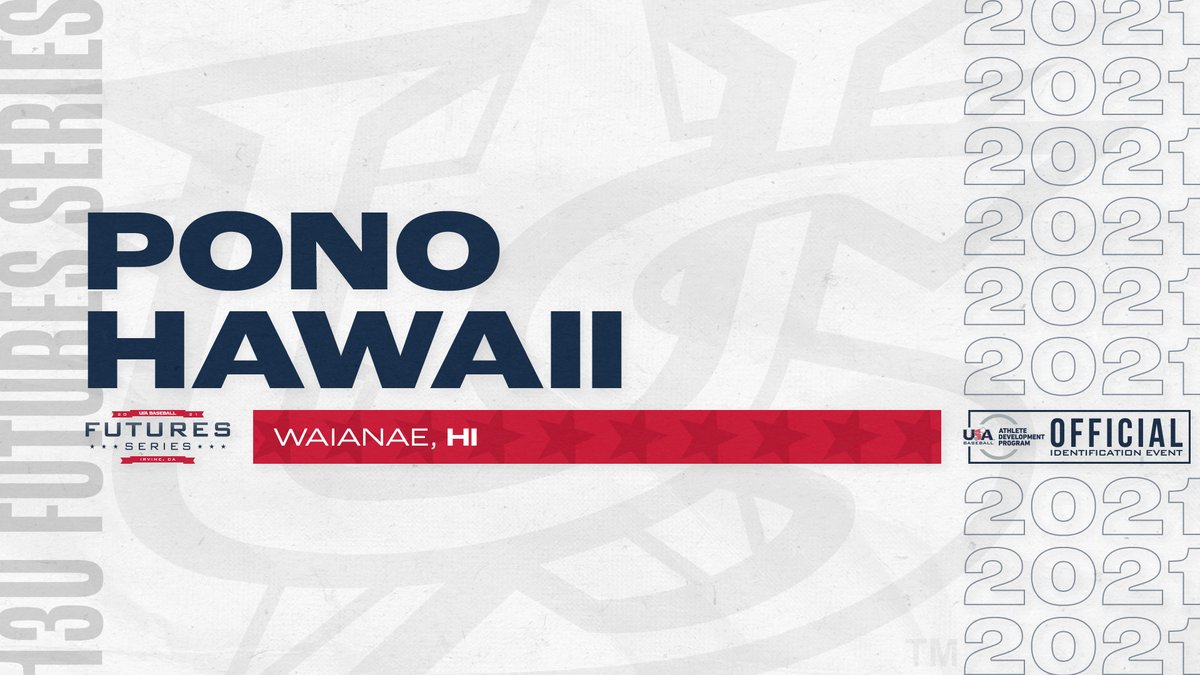 USABaseEvents's tweet photo. Making the trip all the way to #FSIrvine ποΈ
The 2021 13U Futures Series is thrilled to include Pono Hawaii! π https://t.co/rs8BnXVT36
