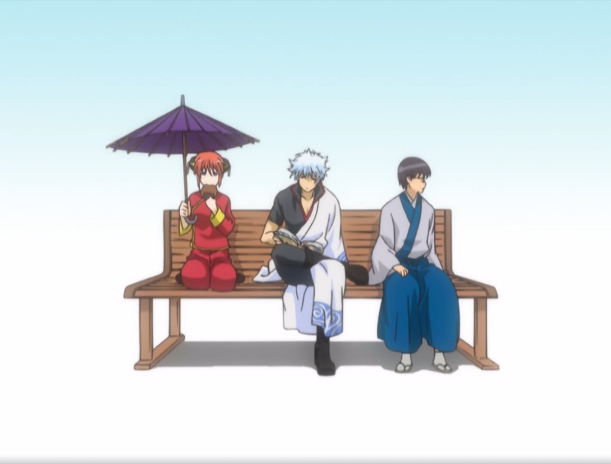 Going back to the main trio, Gintama does a really good job at characterizing them as individuals and as a group. The three of them have different upbringing and circumstances but they have in common this feeling of solitude (and the fact that they lost their parents, 1 or 2).