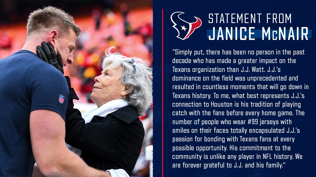 HoustonTexans's tweet photo. “His commitment to the community is unlike any player in NFL history.” https://t.co/f5VpW8frcK