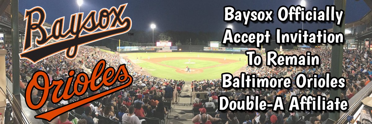 BaysoxOfficial's tweet photo. The Bowie Baysox have officially accepted the invitation from the @Orioles to remain their Class Double-A Affiliate. The affiliation becomes official after the Baysox signed @MLB Professional Development License this week. 

More: https://t.co/DKe8auuIXl https://t.co/2x4NLRnNEj