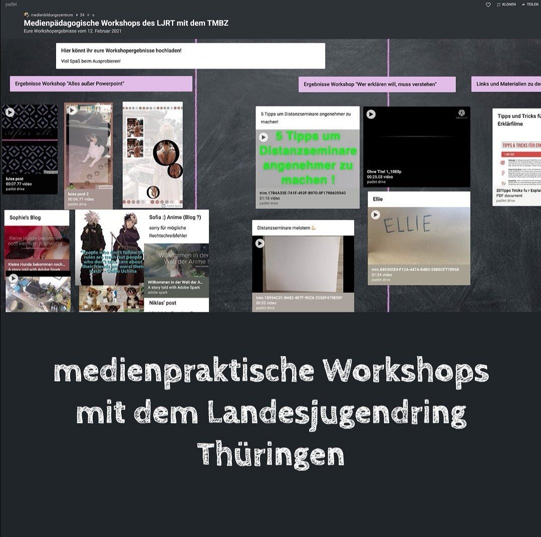 34 FSJler hatten heute einen ganzen Medientag zum Abschluss ihrer Seminarwoche.
Das TMBZ Erfurt hat zwei Workshops angeboten.