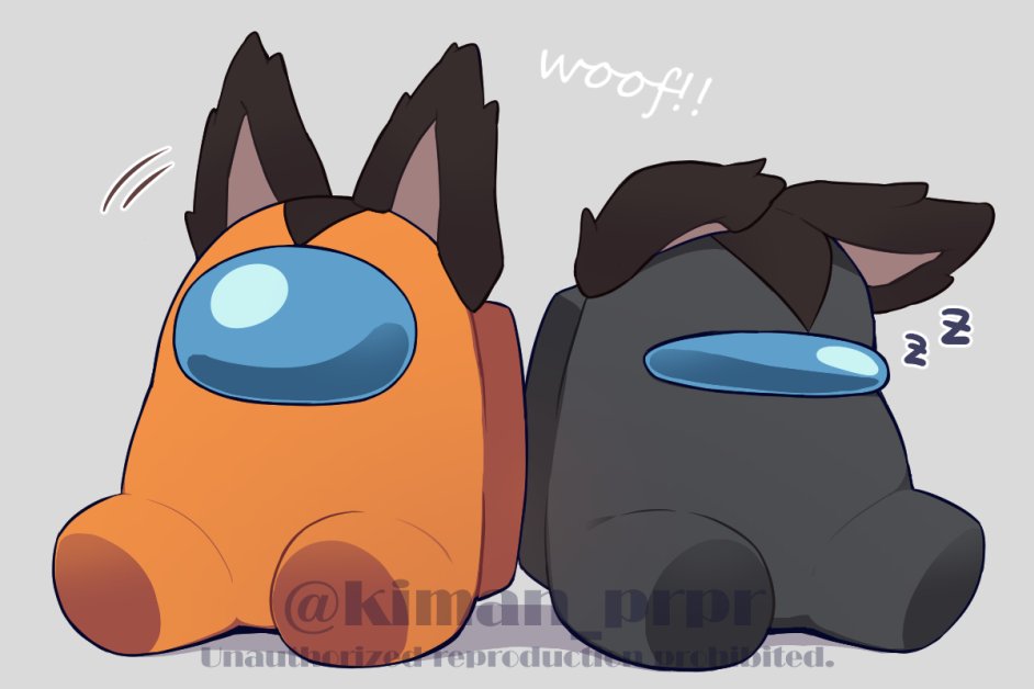crewmate (among us) animal ears sitting zzz watermark grey background spacesuit twitter username  illustration images
