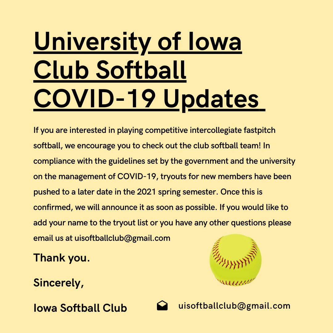 UI_SoftballClub's tweet photo. Here are some updates regarding our upcoming season! Share this post to help us recruit new members!! https://t.co/lWneVurBjL