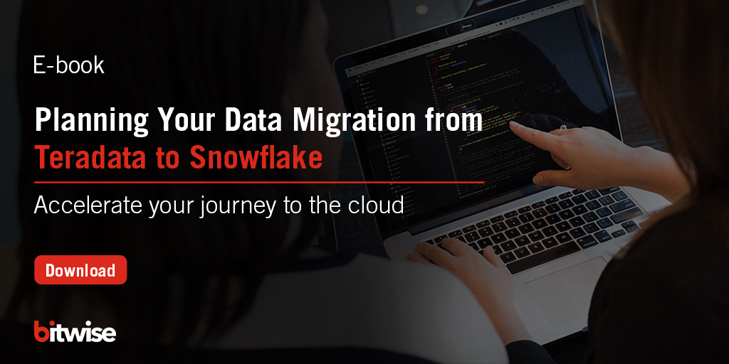 Bitwise_Updates's tweet photo. What are the reasons for migrating data from #Teradata to the #cloud and what is the recommended data migration approach? In this eBook, we’ve brought a number of viewpoints together to help find the answer. Download now! https://t.co/UUHUsZtVDf #ebook #snowflake https://t.co/W2E7jtyCd8