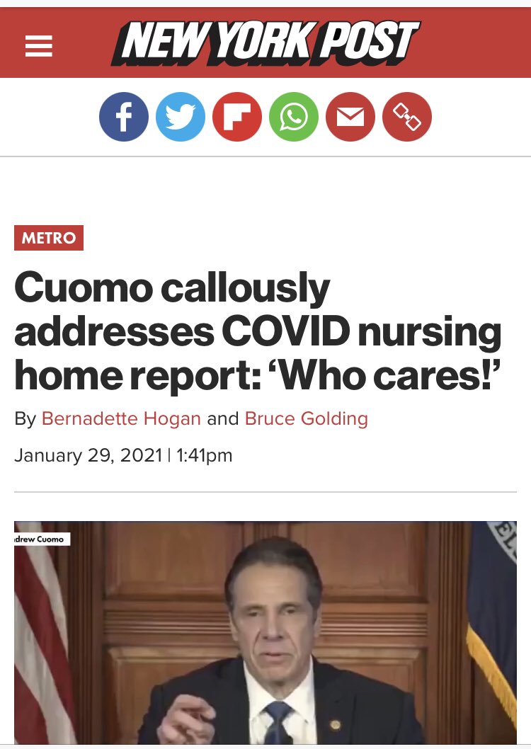 And I should’ve included the great work that NY Post did in holding Cuomo’s feet to the fire, both from their reporters and from their editorial board. Here are just a couple of examples.