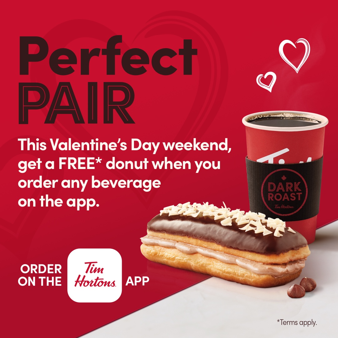 Tim Hortons on X: Today and tomorrow, we're giving out a free donut with  every mobile order that includes a drink! Reply with your favourite pair.  If you can't decide, tag us