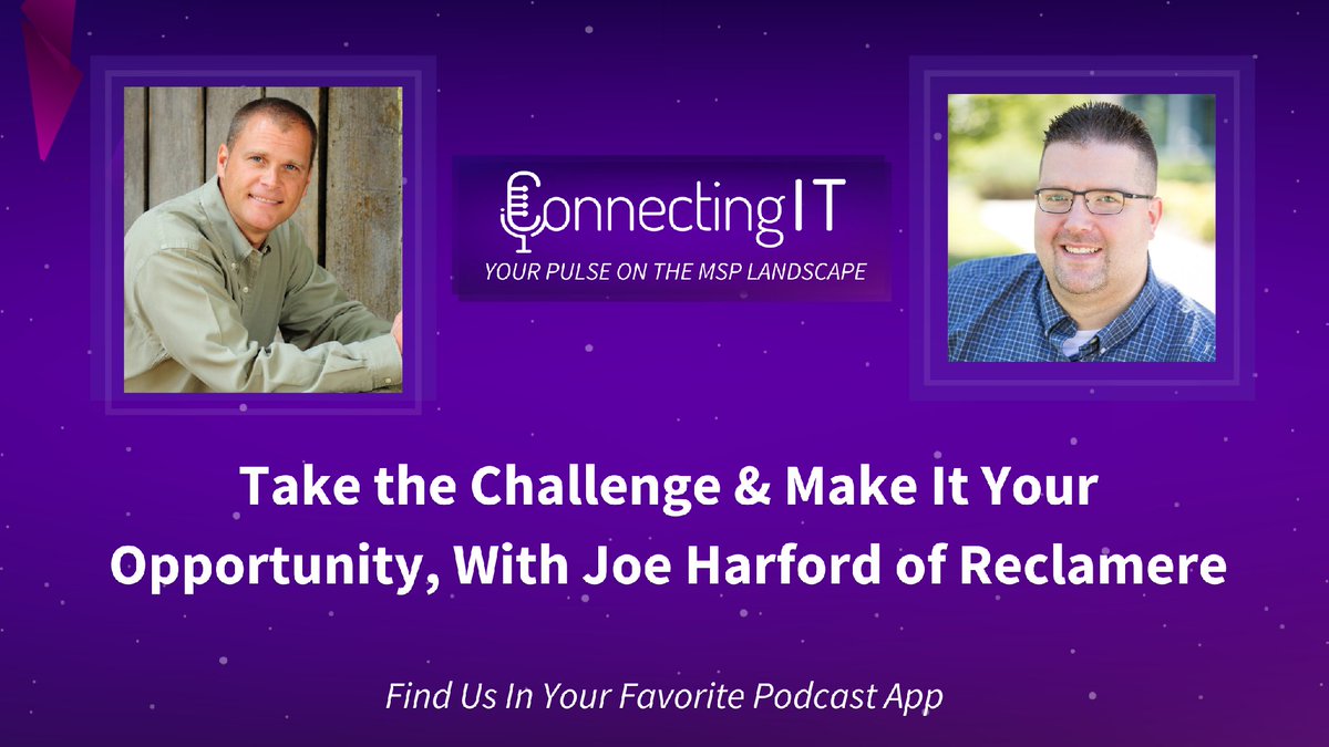 Reclamere's tweet photo. Our President Joe Harford had a great time on the #ConectingIT Podcast with Dan Tomaszewski! They talked about how to build a stack, what clients are the right fit, and how to have those proactive conversations around breaches. Listen here: https://t.co/AVyxEalNgS https://t.co/U8Y6zcKWPE