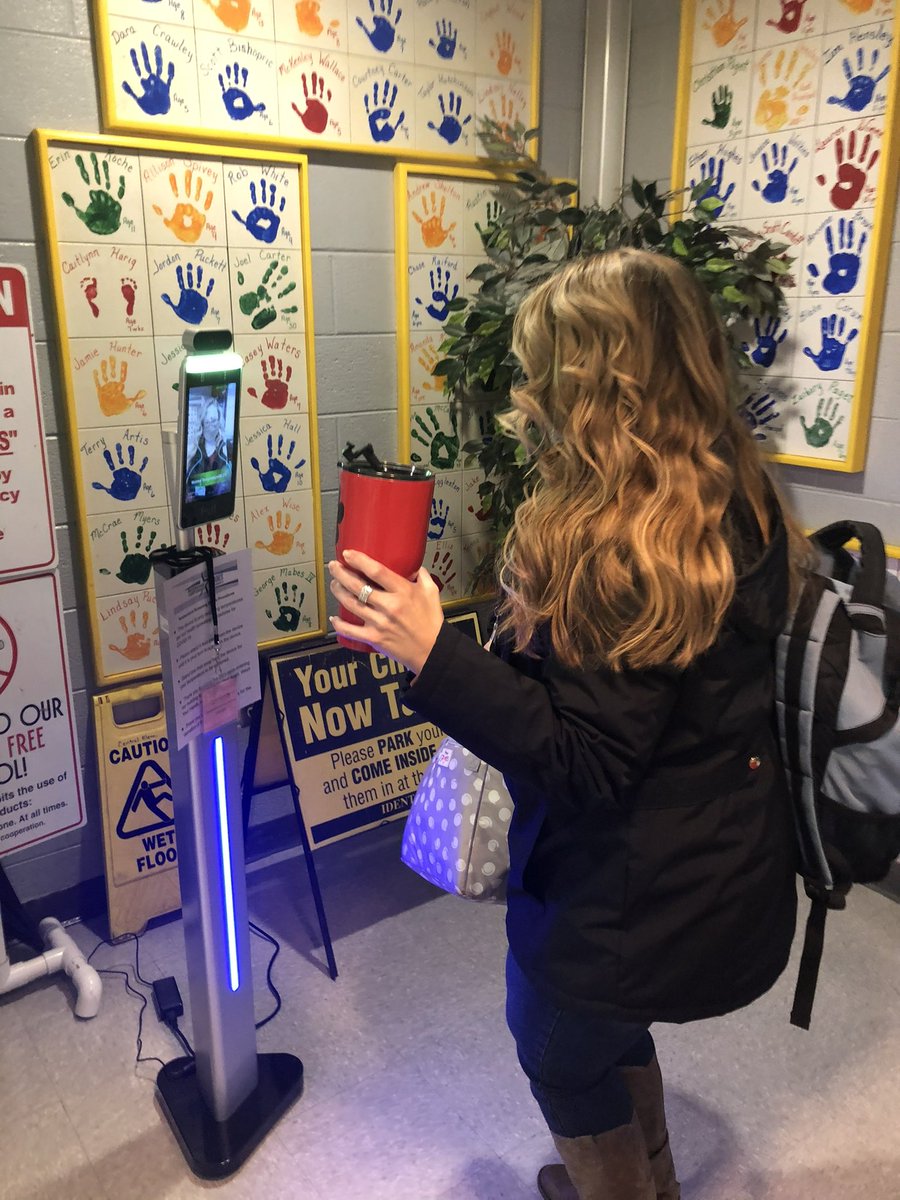 Check out Central Elementary using the new temperature screening device donated by Compassion Health Care! Each RCS school received one of these ! We are so thankful for this new tool to help conduct health screenings and for safety! Great job Central! #RCSCaresAboutYourSafety