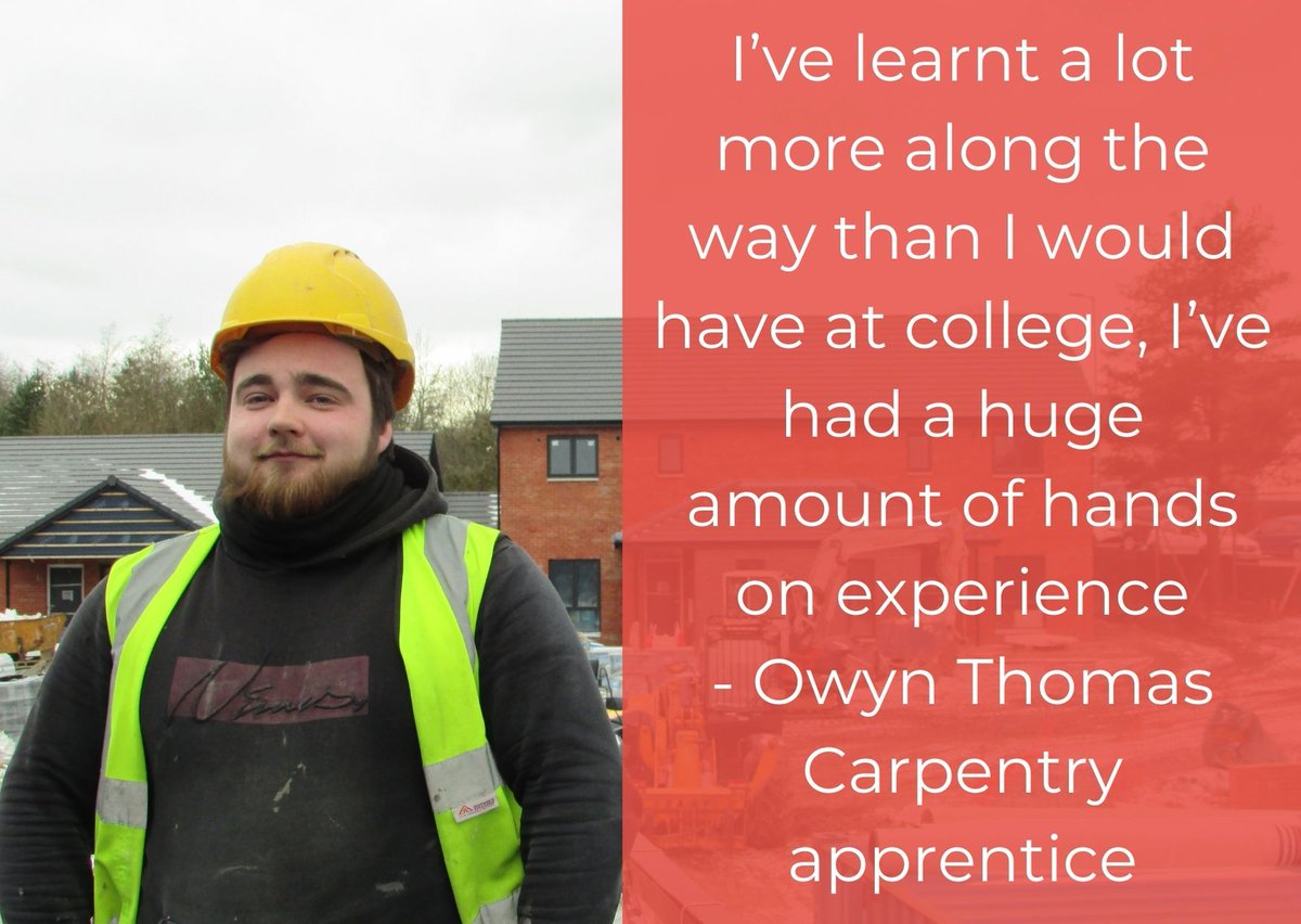 YPrentis's tweet photo. Our final #NAW21 blog comes from carpenter Owyn Thomas 👷⚒ Owyn has worked with our host contractor partner @PendragonDaB on sites for @Linc_Cymru @UnitedWelsh @MelinHomes Read Owyn's blog to find out why he'd recommend taking an apprenticeship: https://t.co/6KNu5tL9dD https://t.co/rV5uuicA9Y