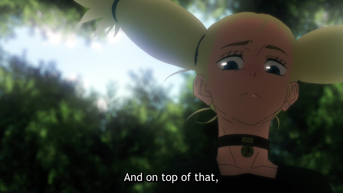 Momo, due to her power, has the high ground during most of the fight. But it also emphasizes her seniority and the fact she is trying to give Nobara a lecture.Her gaze being directed downwards has this effect too, it almost looks like she thinks the viewers are ingnorant too