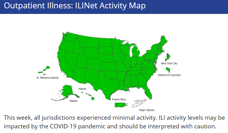 Influenza-Like Illness (ILI) MapWeek 5: 2021, 2020, 2019, 2018