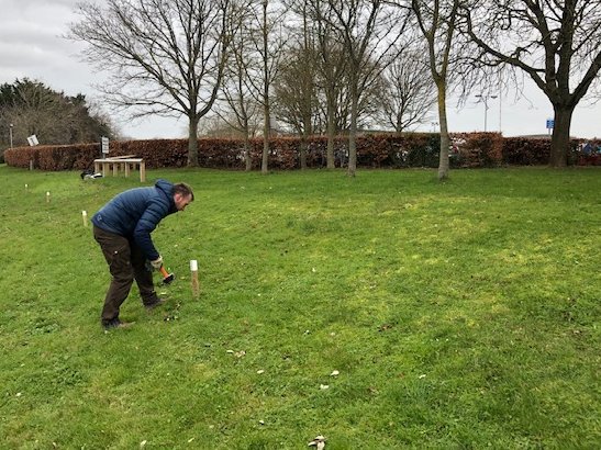 Today we started marking out wildflower beds along Barrack Road. This marks the start of a transformation to encourage biodiversity &amp; pollinators as well as helping to bring nature closer to patients, visitors and staff. Stay tuned for more updates! @RDEhospitals #sustainableRDE