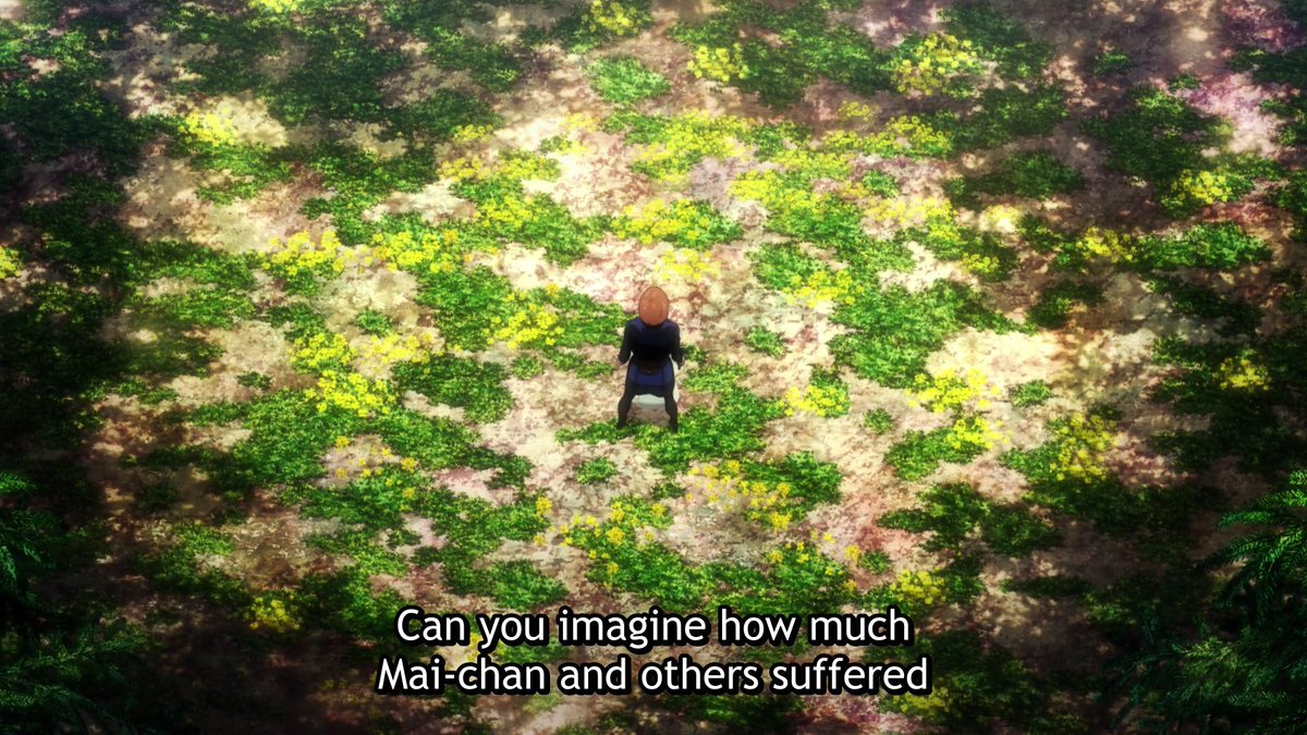 "the others" suggest Mai isn't a unique case inside the family.The camera being above Nobara's shoulder could be seen as Momo's speech starting to weigh on Nobara, annoying her. As a matter of fact, in her next shot she's gripping her hammer harder out of frustration