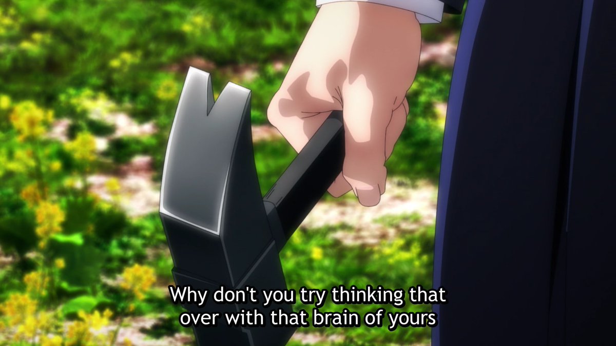 "the others" suggest Mai isn't a unique case inside the family.The camera being above Nobara's shoulder could be seen as Momo's speech starting to weigh on Nobara, annoying her. As a matter of fact, in her next shot she's gripping her hammer harder out of frustration