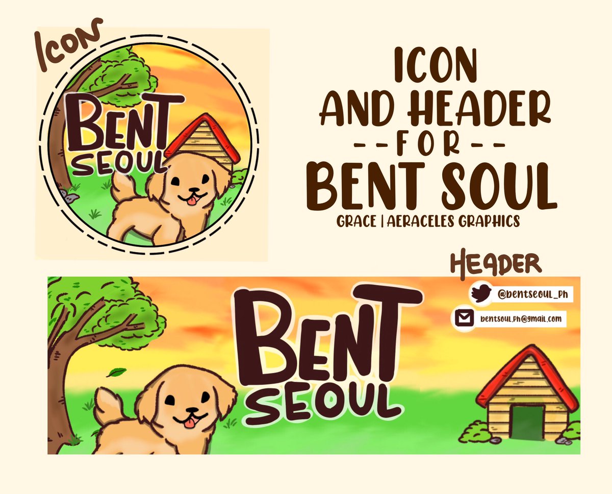 Type: Icon and header for  @bentseoul_ph thank you poPs. First taymq yung ganitong style na may dog, hanader series na sulat ko ulit si text sa icon.