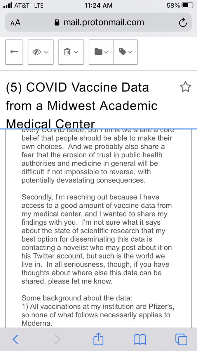 1/ Okay, some real vaccine side effect data from a concerned physician with access to a big database (10000+ patients under 65). He compared ER visits of people in the 28 days BEFORE they received their first dose with the same people in the 28 days AFTER...