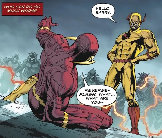 Eobard Thawne - The Reverse FlashA scientist from the future who was obssesed with Barry Allen replicated the energy that gave Barry his speed and became a speedster. Eobard had a mental break when he discovered his destiny as the Reverse Flash and became Barrys greatest enemy.