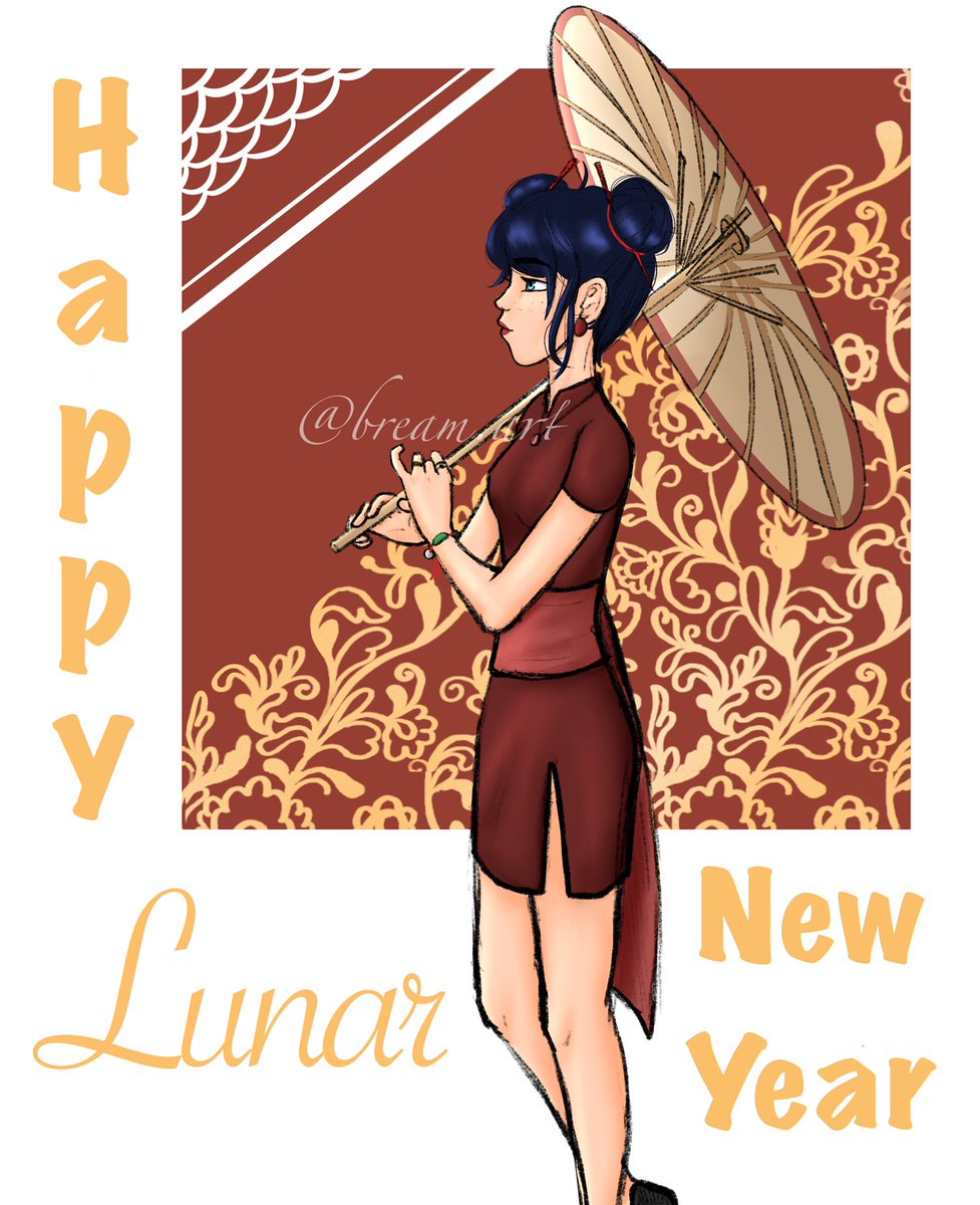 Happy lunar new year everyone! 🎉✨ have a great one everyone ❤️ #MiraculousLadybug #marinettedupaincheng #fanart