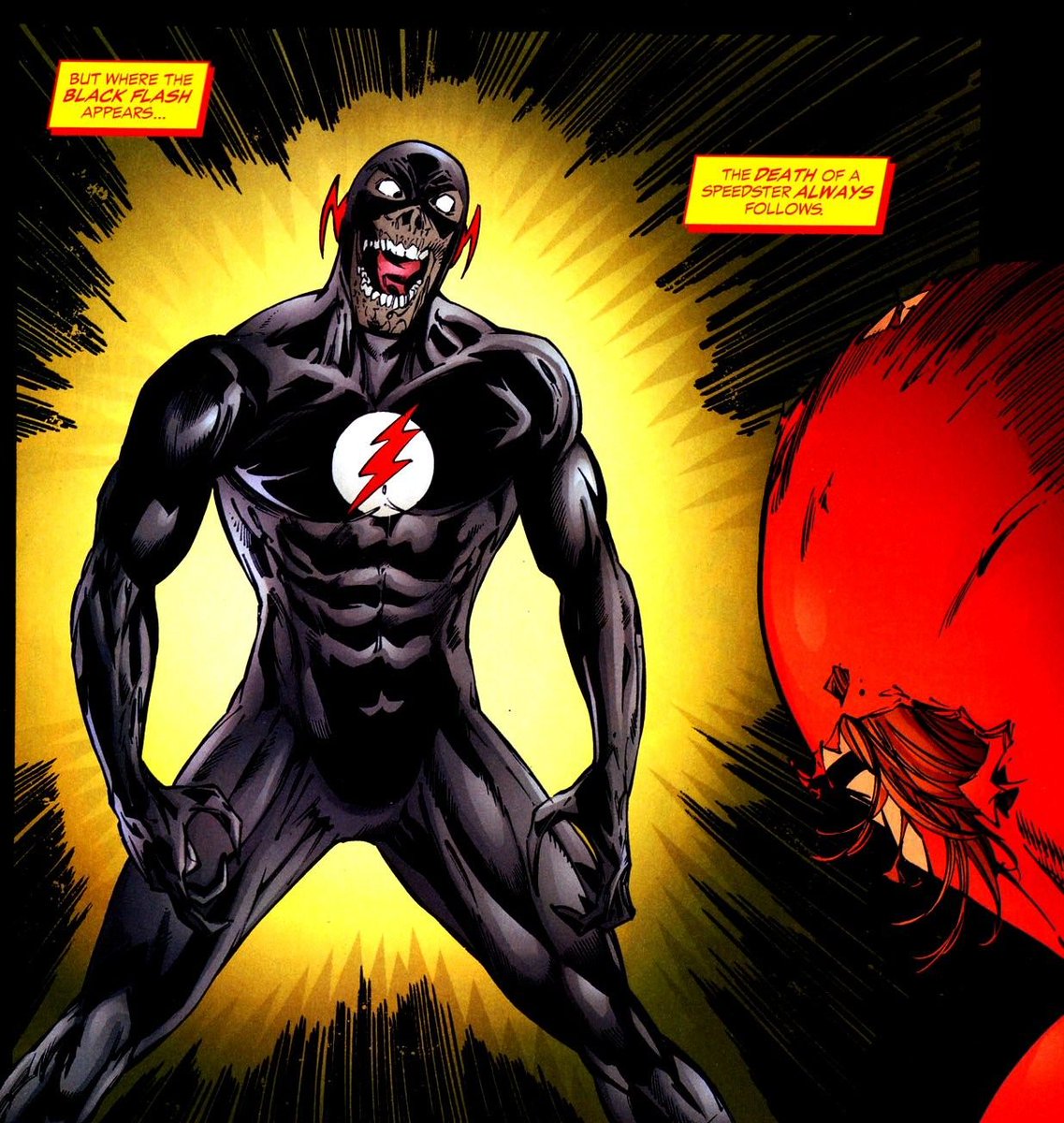 Black FlashThe Manifestation of Death that comes for Speedsters when they die. It also acts as a defense mechanism for the Speedforce itself. It was seen at the deaths of both Barry Allen and Johnny Quick.