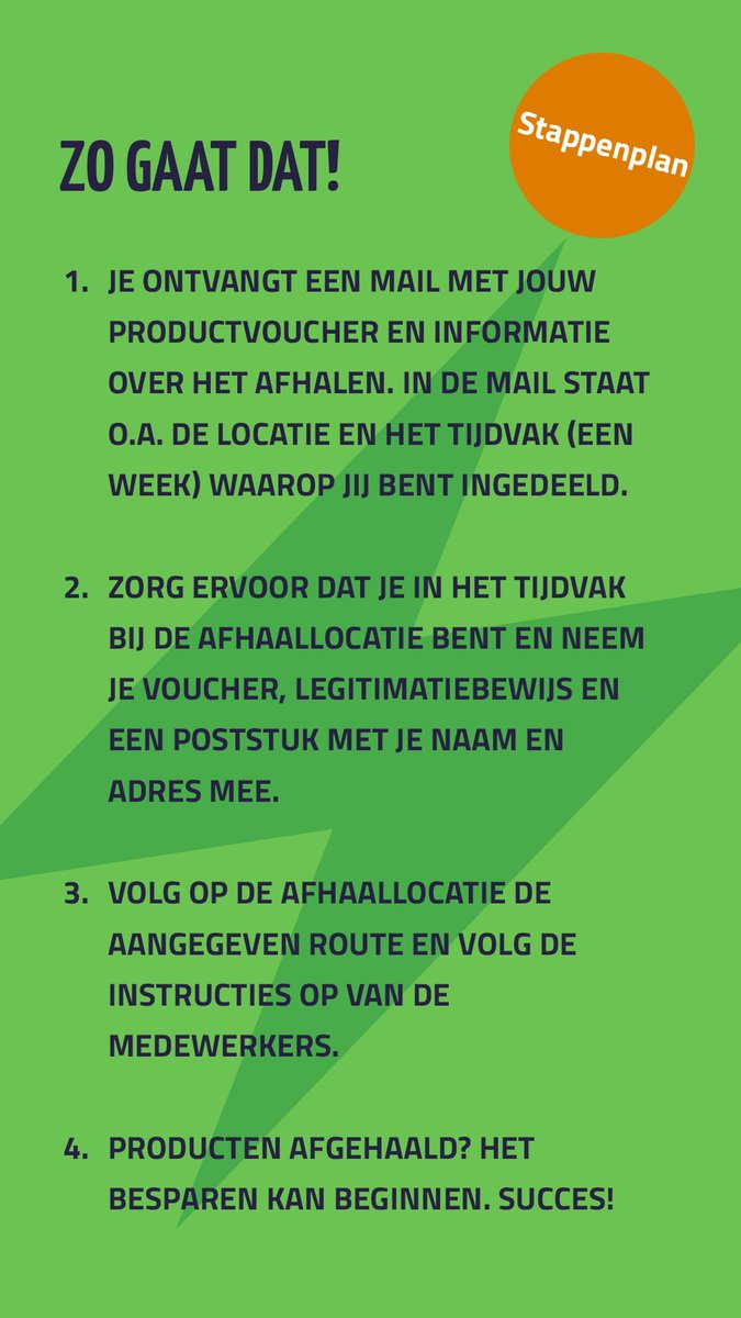 Goed dat je energiebesparende producten hebt besteld!
Vanwege de coronamaatregelen duurt het helaas langer voordat we kunnen uitleveren. Zodra het op een veilige manier kan, ontvang je van ons een mail! Bekijk hier alvast hoe het afhalen in z'n werk gaat👇 #verbruikminderdoemeer