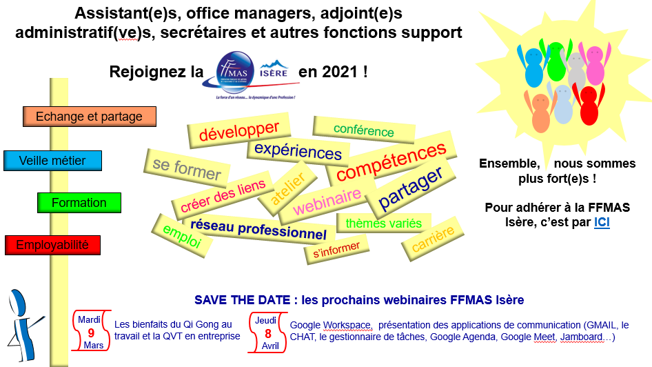 Assistant(e)s, #officemanagers de l'Isère, rejoignez votre #réseau professionnel local en 2021 ! Pour échanger, vous former, vous informer et bénéficier d'un accès privilégié aux évènements nationaux et des autres antennes locales !
Adhérez à la <a href="/FFMAS38/">FFMAS Isère</a> !
buff.ly/37aP641