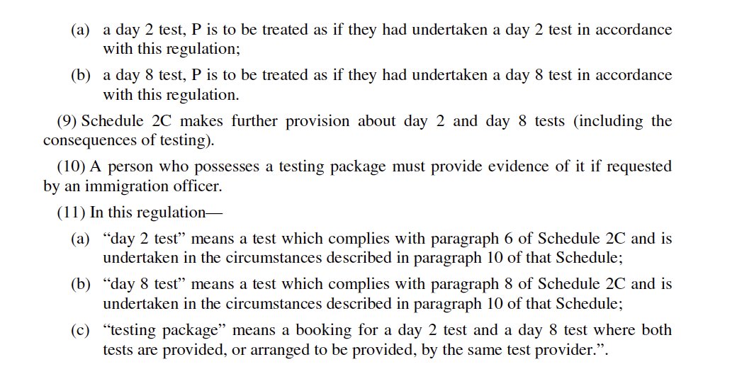 First up is the new requirement to book tests on days 2 and 8 after arriving in the UK. The helpful explanatory memorandum is the third image.
