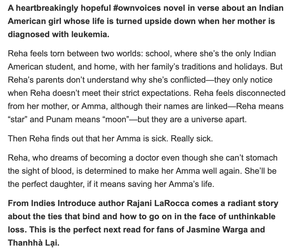 RED, WHITE, AND WHOLE by Rajani LaRocca  @rajanilarocca(MG novel in verse, out February 2 with  @simonschuster) https://amzn.to/3a68UHC&nbsp;