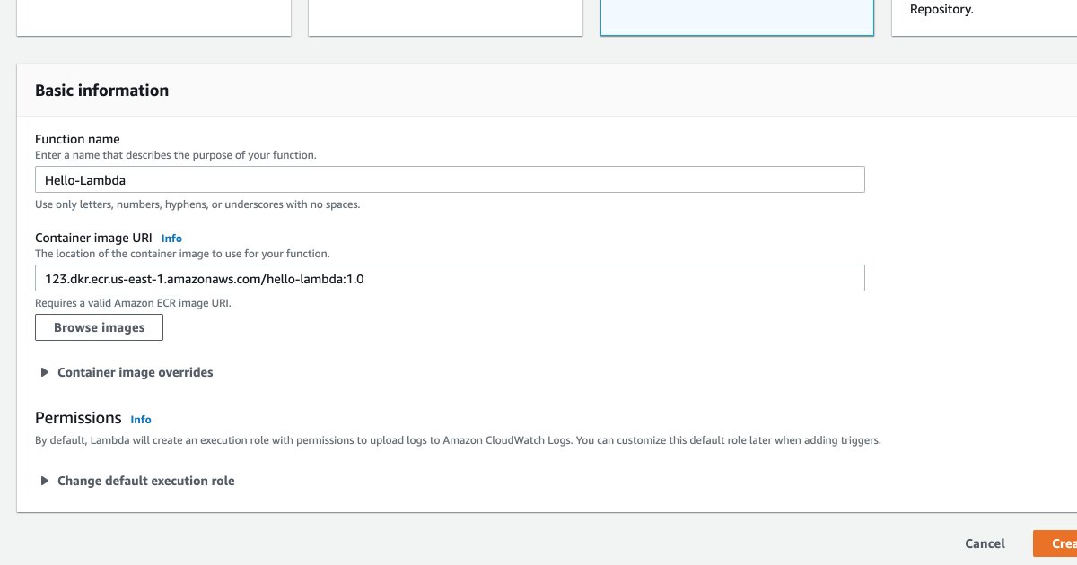 Within the block "Basic information", give your function a name, and then paste the image URL you used to push your image to ECR.And that's it. Click on "Create function" in the bottom right corner, and your function will be deployed!