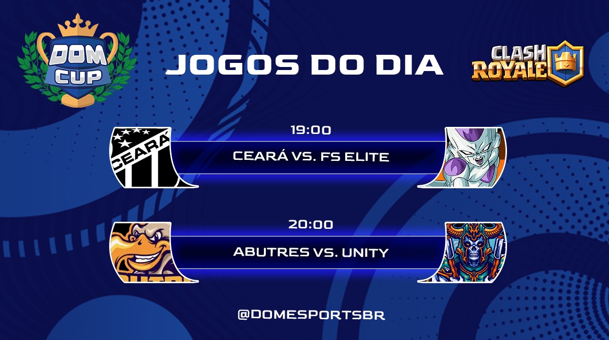 Segue a programação de hoje com o início da terceira e última rodada!
O <a href="/CearaTitas/">Clash Royale - Ceará eSports</a> enfrenta a @FreezaSoldiersE, enquanto a <a href="/abutres_Op/">Abutres Brasil</a> duela contra a <a href="/Sports07Unity/">Unity Esports</a>! Quem serão os dois classificados do Grupo A?