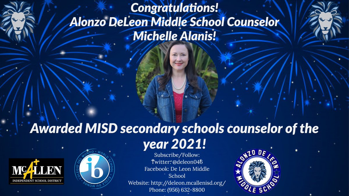 deleon046's tweet photo. Congratulations to our School Counselor, Mrs. Alanis!! https://t.co/13CPNWrOis