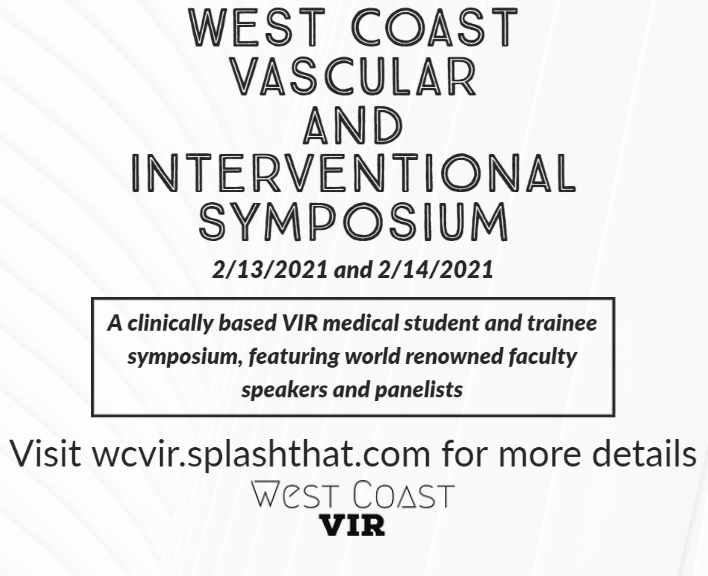 Just one day left until the West Coast Vascular and Interventional Symposium - hear from world renowned panelists and speakers on 2/13 and 2/14. More information can be found at wcvir.splashthat.com

#WCVIR #MedEd #futureradres