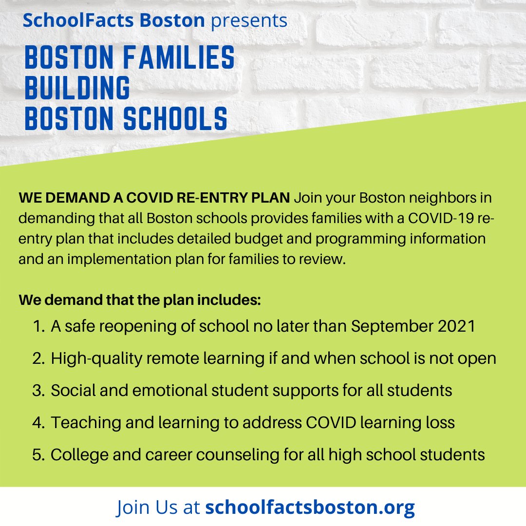 RSVP for 2/25 7pm Town Hall meeting where will be discussing what a COVID-19 Re-entry plan looks like for Boston Families. (RVSP link here) 

docs.google.com/forms/d/e/1FAI…