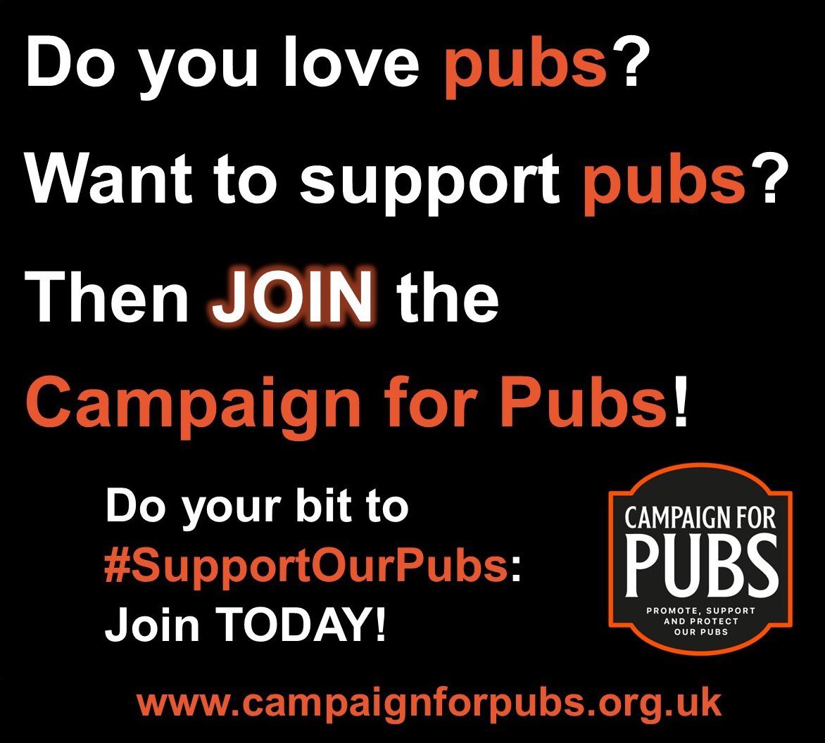 Do you love #pubs? 

Want to #SupportOurPubs now & when they open again?

Then JOIN the #CampaignforPubs for just £25 a year (that’s less than a pint a month!) 🍺

campaignforpubs.org.uk/about-campaign…

Join us TODAY! 🤝🍻

#SupportPubsNOW #SaveOurPubs #PubsMatter #RealVoiceforPubs #ukpubs