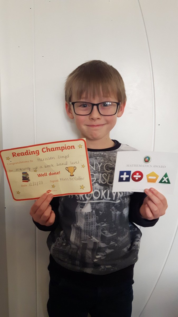Reading Champion and receiving a Mathematics Award on the same day! Well done Harrison! We are super proud of you! #sjsbmaths #readingchampion @MissCMcCaffer