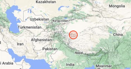KReadingRoom's tweet photo. Earthquake mag. 4.3 earthquake reported 146 km southeast of Hotan, Xinjiang, China. Strong jolts felt all over Kashmir also. https://t.co/mFX5G2pJmy
