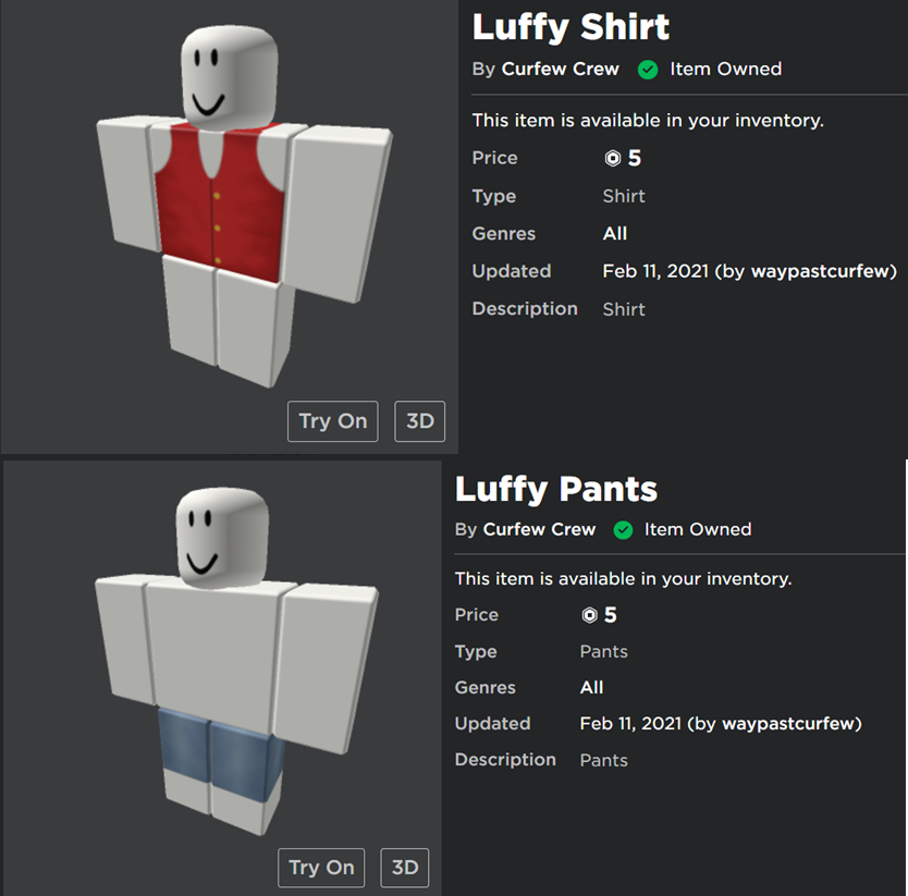 Luffy team t shirt - Roblox