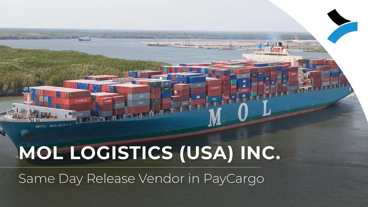 PayCargo's tweet photo. We are pleased to announce that @MOLLogisticsUSA has joined the PayCargo Payment Network as a same day release vendor.

Read more: https://t.co/cuLJDXBm99 https://t.co/3cHmBegH6D
