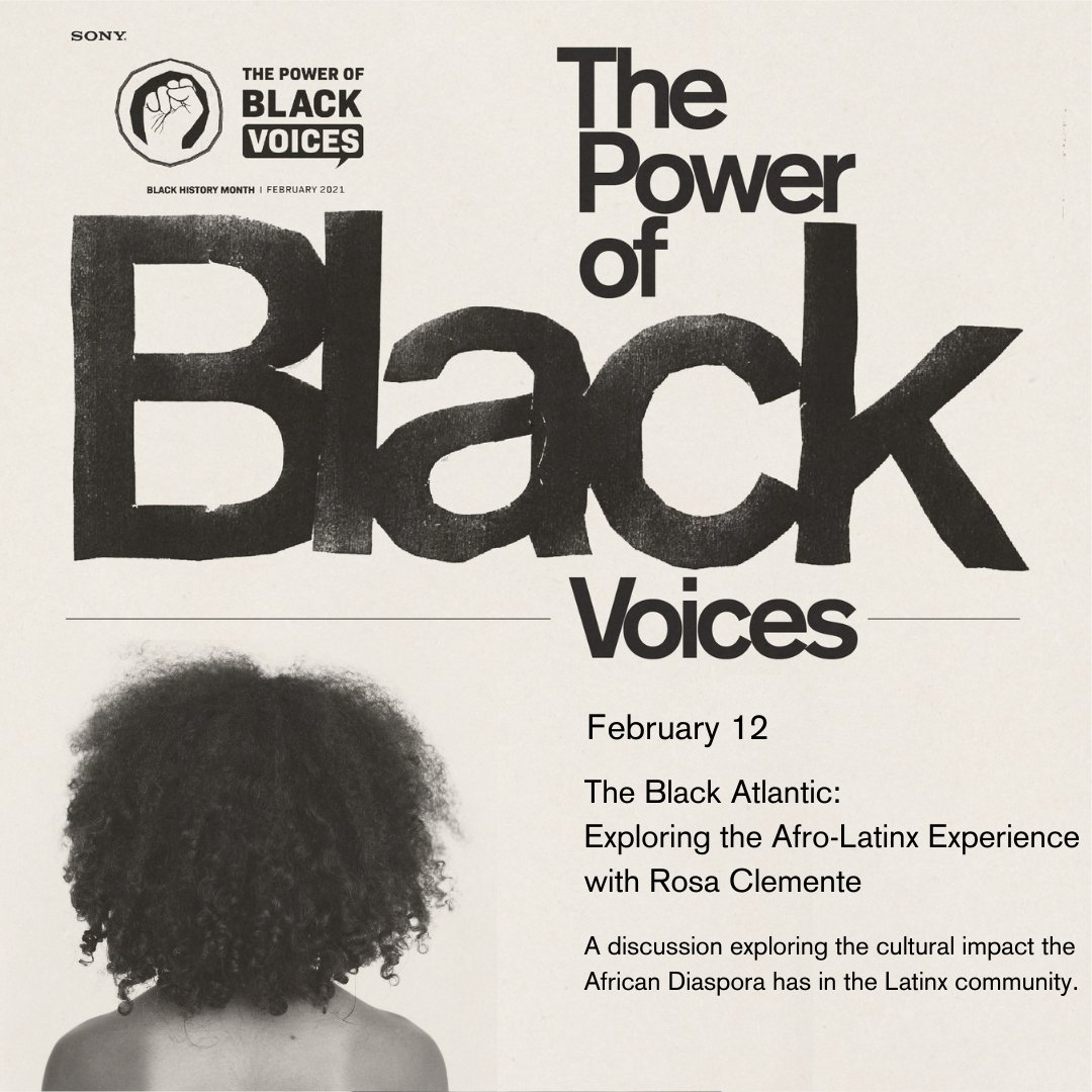 WeGotHUE's tweet photo. HAPPENING NOW! The Black Atlantic: Exploring the Afro-Latinx with @rosaclemente 

A discussion exploring the cultural impact the African Diaspora has in the Latinx community. Check your Sony email for the Microsoft Teams link. https://t.co/SQN1fuhmY0