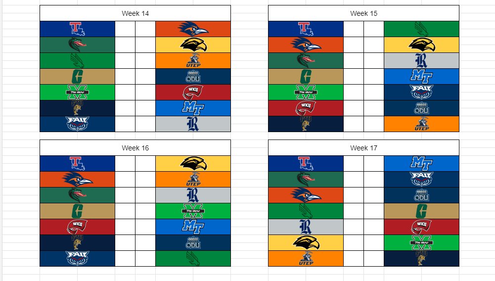 (Un-Retired) Retro Louisiana Tech Bulldogs 🏆 (@retro_latech) on Twitter photo For the first time in a couple seasons, the🐐 conference will be having a conference schedule. A couple repeats, but hopefully our schedule maker...WHOEVER THAT IS 👀 will get better for next season. <a href="/CUSA_RB/">Conference USA RetroBowl</a> For the first time in a couple seasons, the🐐 conference will be having a conference schedule. A couple repeats, but hopefully our schedule maker...WHOEVER THAT IS 👀 will get better for next season. <a href="/CUSA_RB/">Conference USA RetroBowl</a>