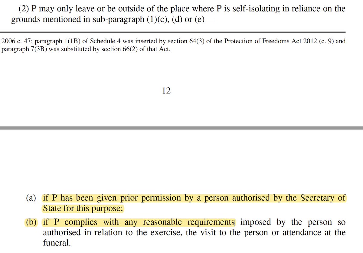 The kicker is you can only take exercise, visit a dying person or attend a funeral with prior permission by a person authorised by the Secretary of State (so presumably the security people) and you also have to comply with "reasonable requirements"Sounds like detention?