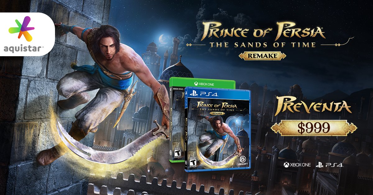 AquistarMX's tweet photo. ¡Uno de nuestros favoritos de todos los tiempos está de vuelta! 🔥⚔️Prince Of Persia: The Sands of Time.
Aquí te dejamos una probadita de lo que nos espera.  👀 

#PriceOfPersiaRemake #Ubisoft #PS4 #XboxOne #Videojuegos #Aquistar https://t.co/oPHwq5SUnC