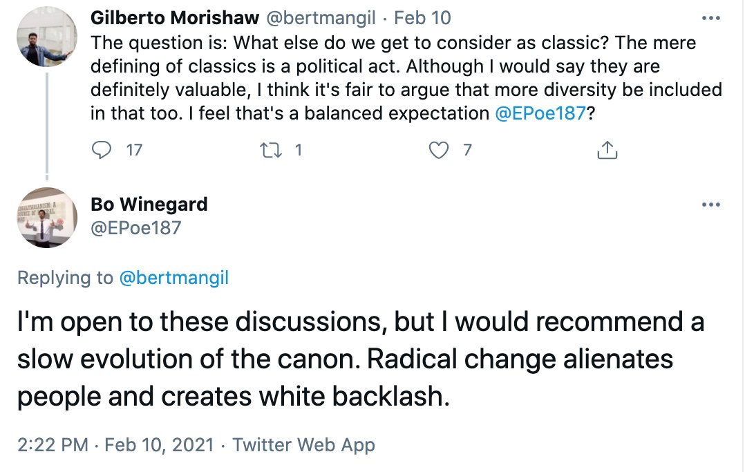 Enjoy this slow-motion shell game, wherein the whiteness of the canon is obfuscated only so that it can be insisted upon as the only *safe* option... which is somehow also *meritocratic*